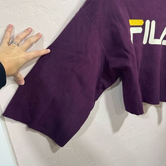 FILA Palmira Crop Sweater Burgundy Size Large - Picture 2 of 5